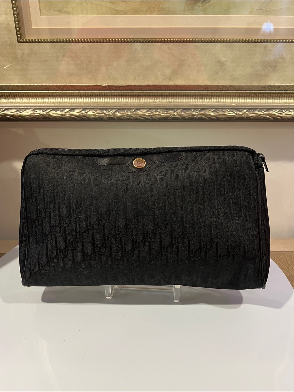 Christian Dior Black Jacquard Logo Monogram Clutch / Pouch / Makeup Case